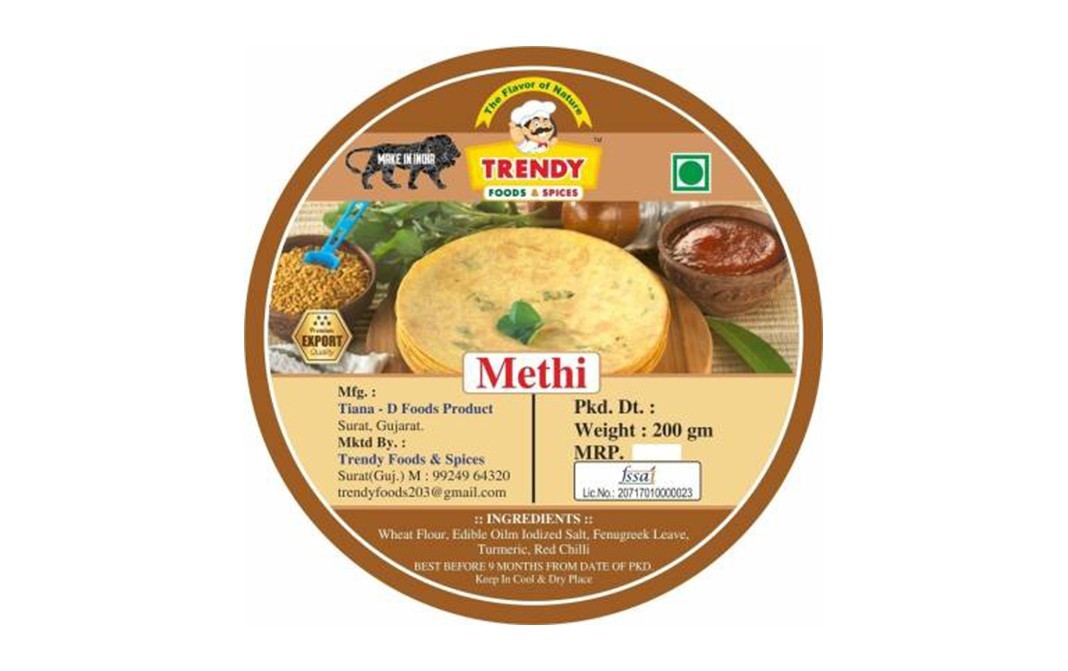 Trendy Foods & Spices Methi Khakhra    Pack  200 grams